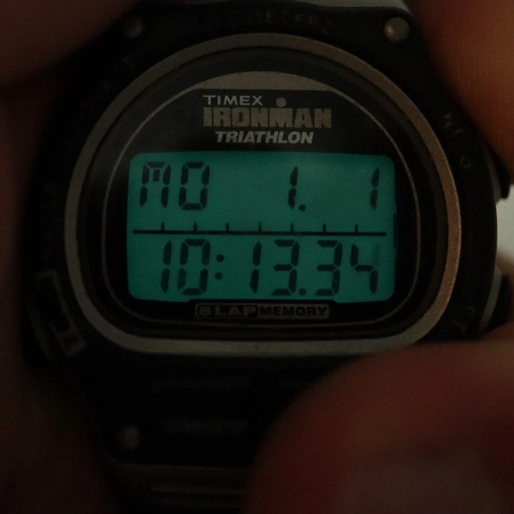 Vintage Timex Ironman Triathlon 38mm Digital Watch Black Blue w New Battery